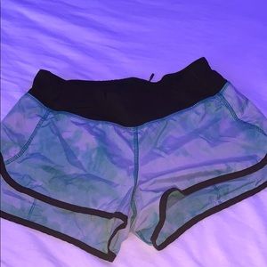 teal and white speed up lululemon shorts